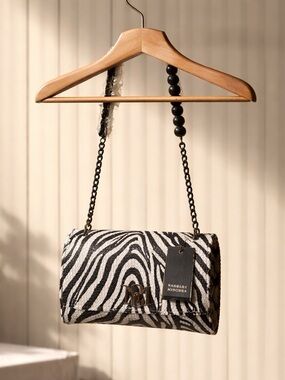 NWT BADGLEY MISCHKA SEQUINED ZEBRA CROSSBODY BAG